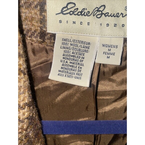 Vintage Eddie Bauer Women Wool Blazer Jacket Plaid M Preppy Country Equestrian - Picture 10 of 14